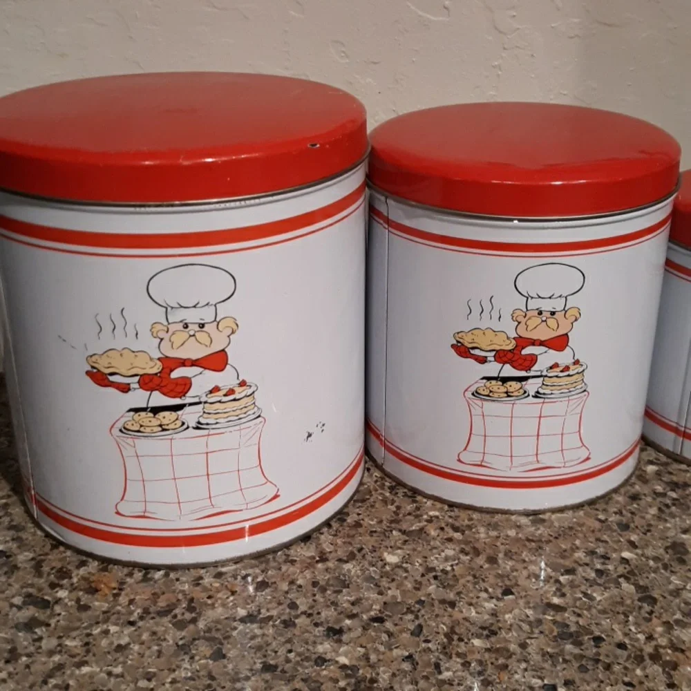 Vintage Tin Nesting Canister Set Of 4 Vintage - Picture 3 of 15